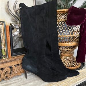 Cole Haan Black suede Heeled Boots sz 8.5